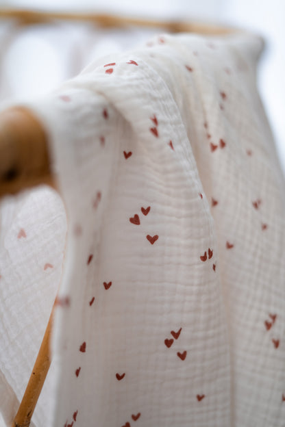 Hydrofiele doek XL Hartjes klei roze