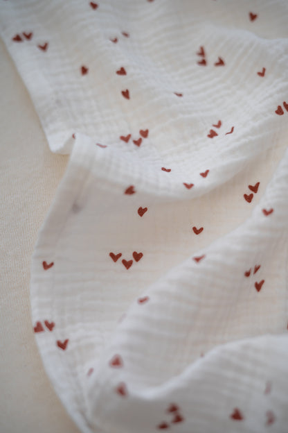Hydrofiele doek XL Hartjes klei roze