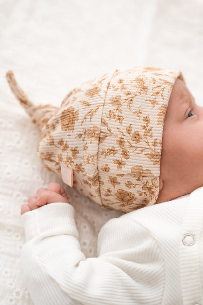 Newborn set Vintage bloemen (rib) broek + muts