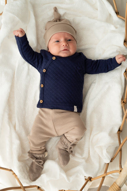 Overslagshirtje buttons Navy blauw (Quilt)