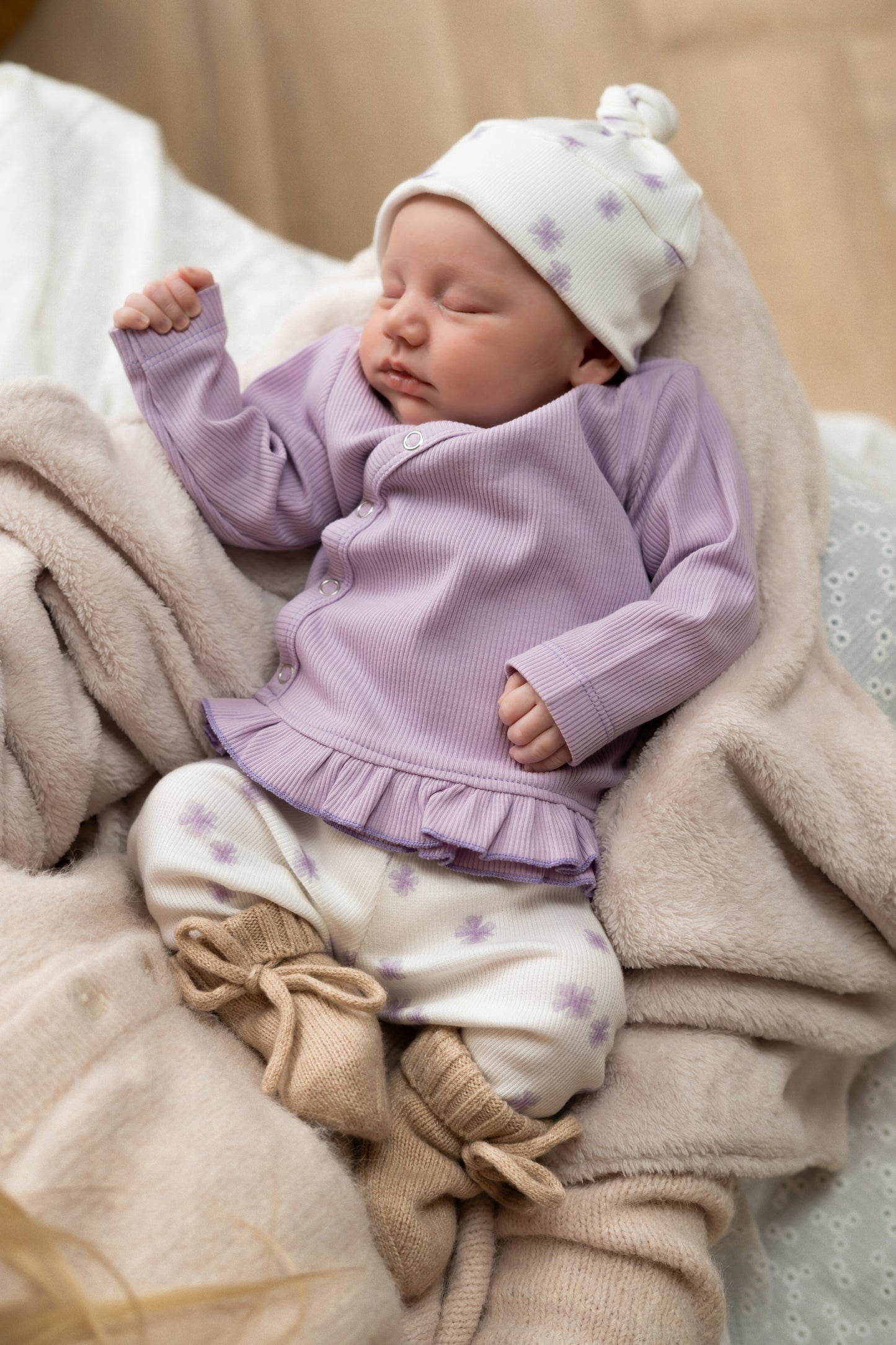 Overslagshirtje ruffle Lila paars (rib)