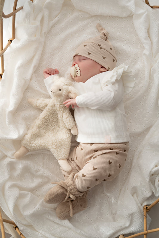 Newborn set Hartjes naturel (rib)