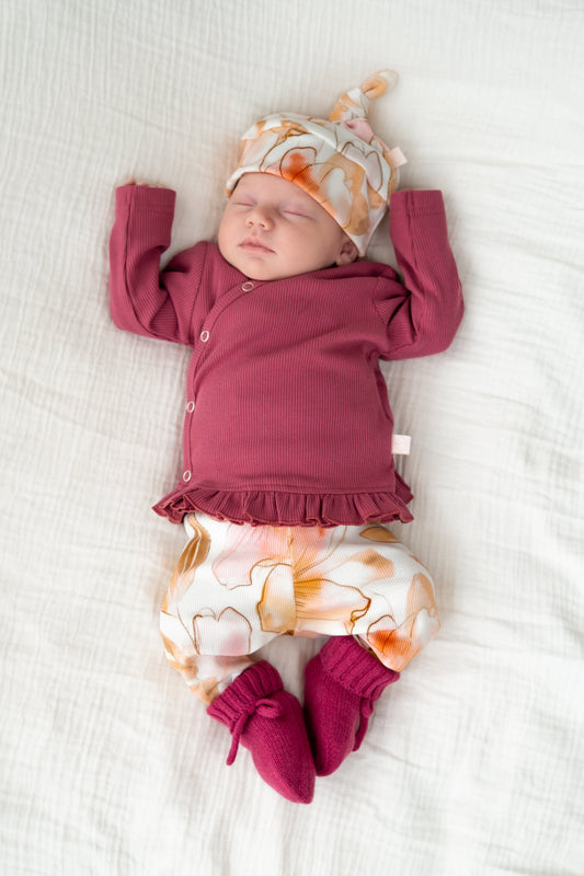 Newborn set Zomerbloem (rib) broek + muts