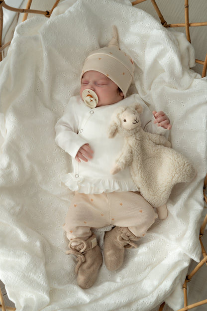 Broekje mini hartjes Vanille (rib)