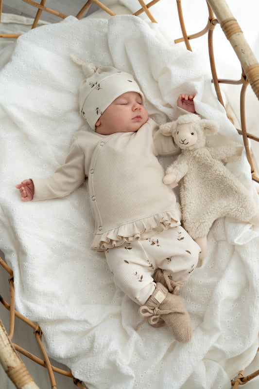 Newborn set Roze bloem (rib)