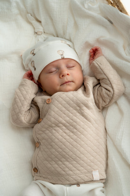 Newborn set Balloons beige (rib) broek + muts