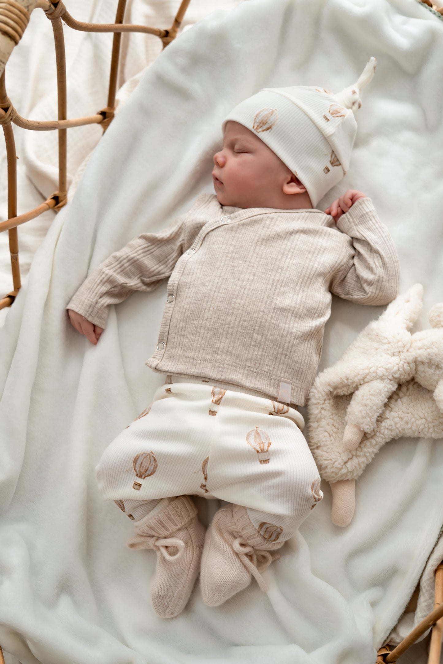 Overslagshirtje Beige melange (ongelijke rib)