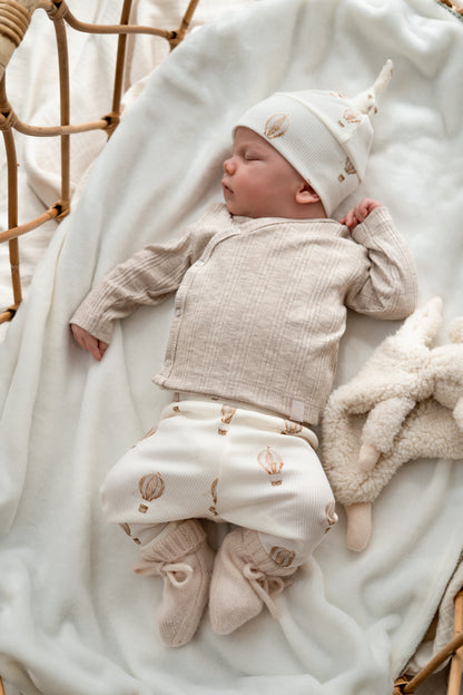 Overslagshirtje Beige melange (ongelijke rib)