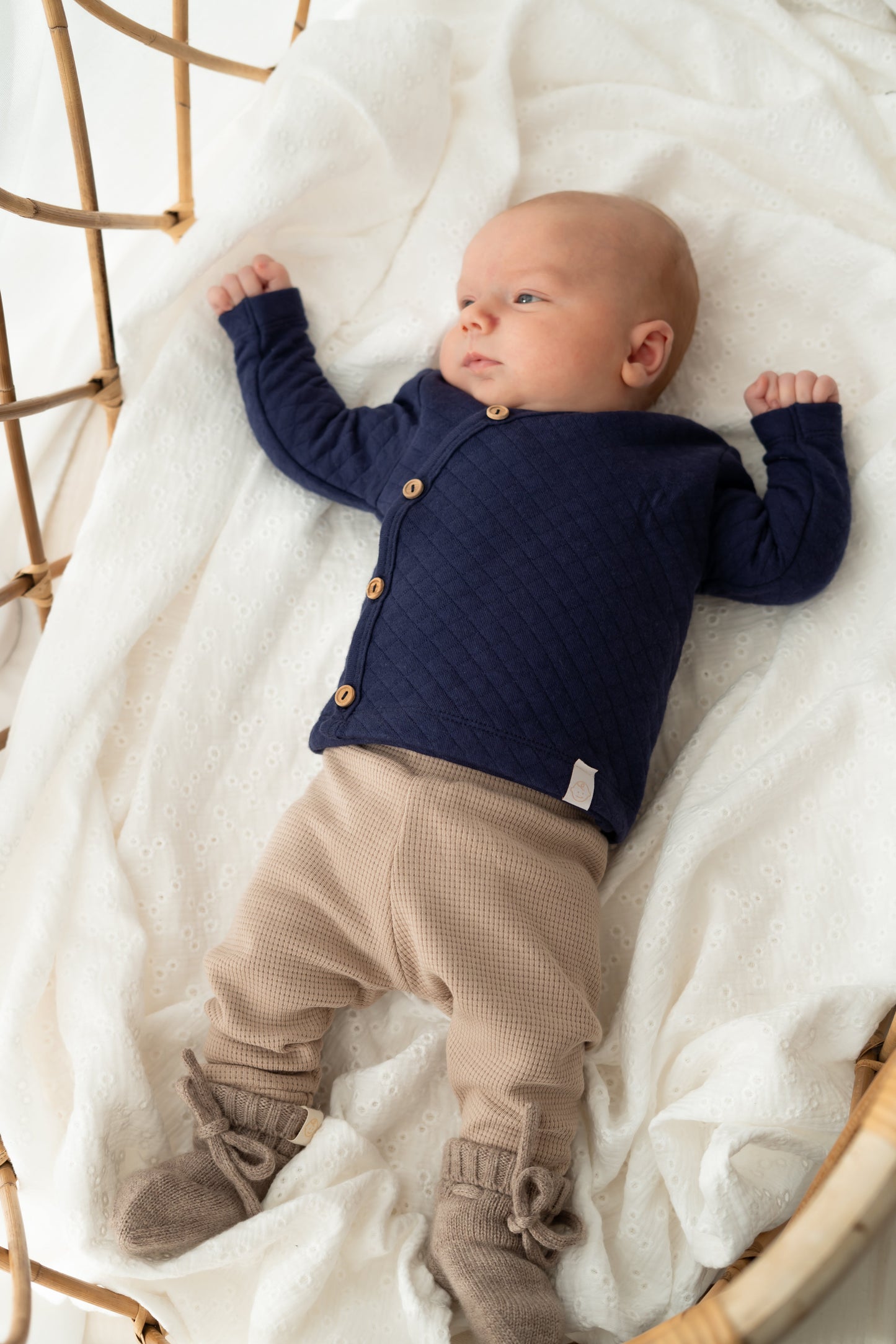 Overslagshirtje buttons Navy blauw (Quilt)