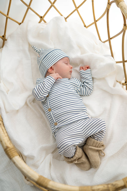 Overslagshirtje buttons Streepjes blauw (rib)
