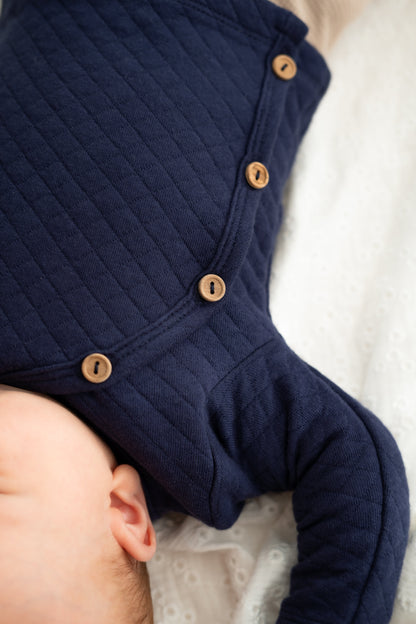 Overslagshirtje buttons Navy blauw (Quilt)