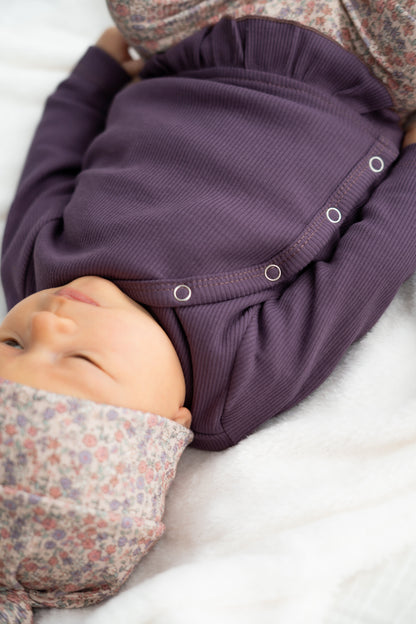 Overslagshirtje ruffle Donkerpaars (rib)
