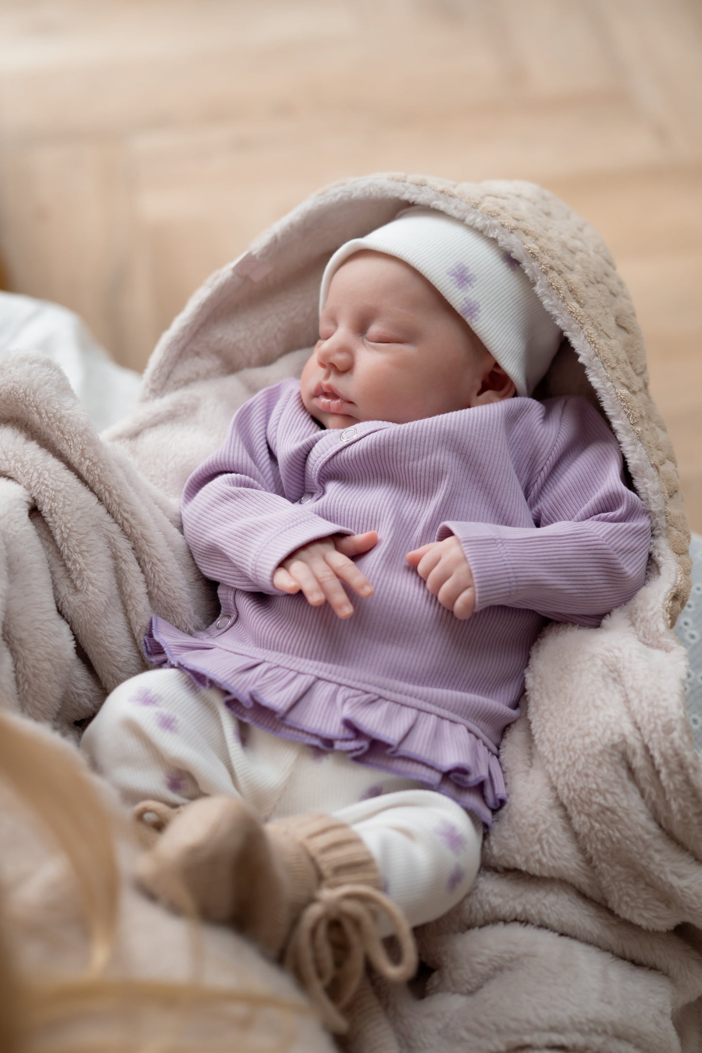 Overslagshirtje ruffle Lila paars (rib)