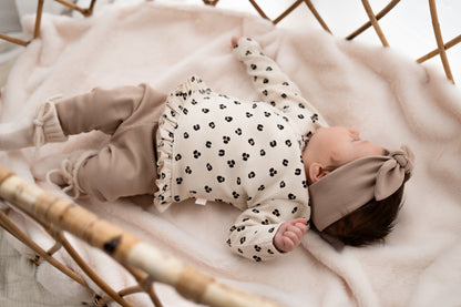 Overslagshirtje ruffle Panterprint zand (rib)