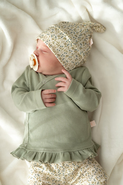 Overslagshirtje ruffle Zachtgroen (rib)