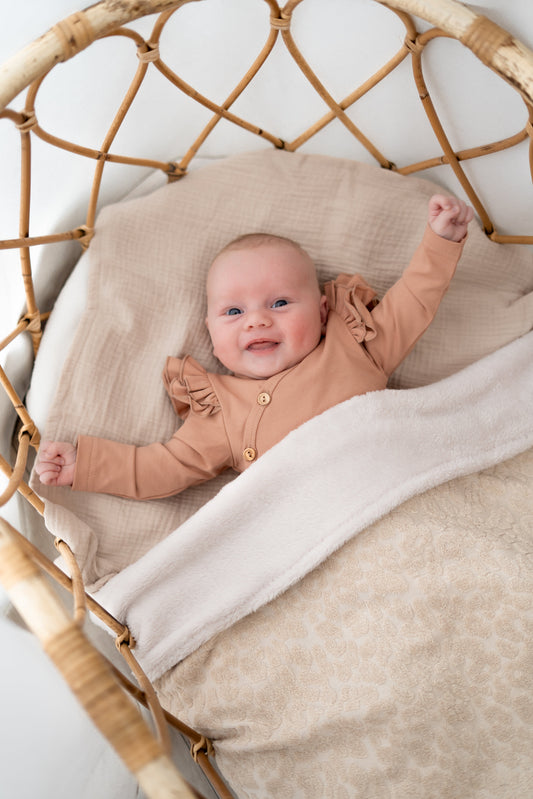 Wiegdeken Panterprint beige (teddy)