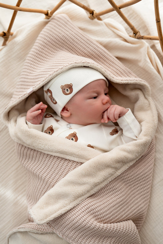 Wikkeldoek Beige gebreid (Bamboe)