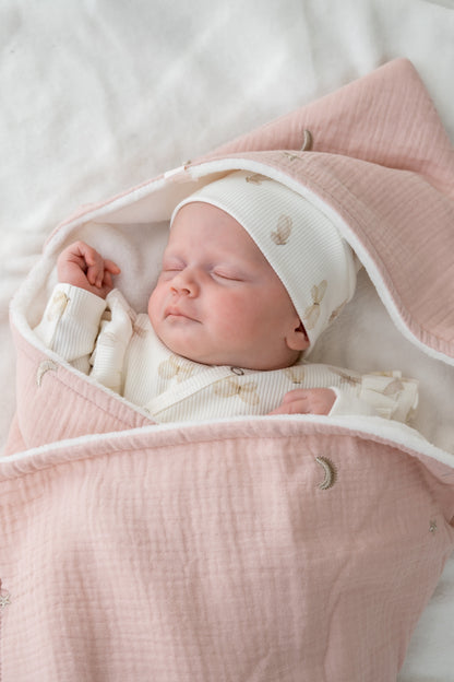 Wikkeldoek Maan en sterren Roze (teddy)