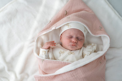 Wikkeldoek Maan en sterren Roze (teddy)