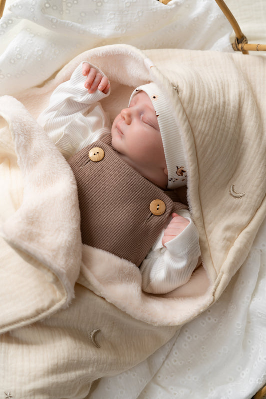 Wikkeldoek Maan en sterren Naturel (teddy)